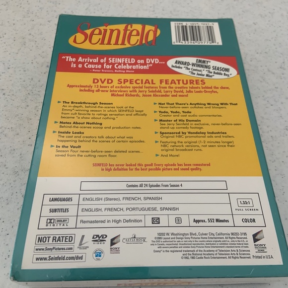 New Seinfeld Season Four DVD 24 Episodes - Picture 8 of 8